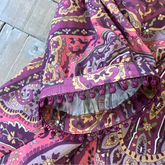 Anthropologie Tiny Odetta Dress Women’s Large Paisley Bohemian Wrap Tie Waist - Picture 5 of 13